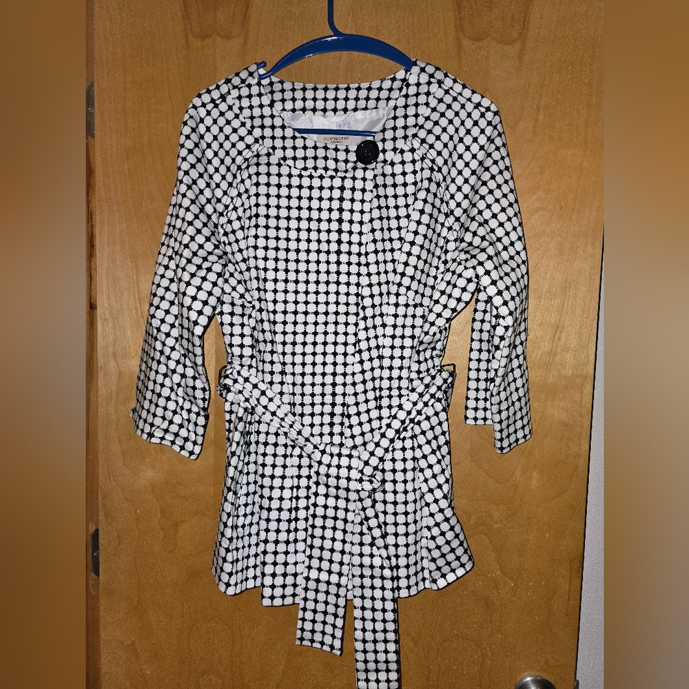 Black and White Checkered Women's Jacket With Liner